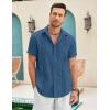imageCOOFANDY Mens Cuban Guayabera Shirt Short Sleeve Linen Button Down Shirts Casual Summer Beach TopsDark Blue