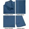 imageCOOFANDY Mens Cuban Guayabera Shirt Short Sleeve Linen Button Down Shirts Casual Summer Beach TopsDark Blue