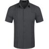 imageCOOFANDY Mens Cuban Guayabera Shirt Short Sleeve Linen Button Down Shirts Casual Summer Beach TopsDark Grey
