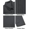 imageCOOFANDY Mens Cuban Guayabera Shirt Short Sleeve Linen Button Down Shirts Casual Summer Beach TopsDark Grey