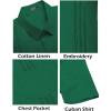 imageCOOFANDY Mens Cuban Guayabera Shirt Short Sleeve Linen Button Down Shirts Casual Summer Beach TopsGreen