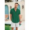imageCOOFANDY Mens Cuban Guayabera Shirt Short Sleeve Linen Button Down Shirts Casual Summer Beach TopsGreen