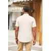 imageCOOFANDY Mens Cuban Guayabera Shirt Short Sleeve Linen Button Down Shirts Casual Summer Beach TopsGreen