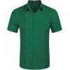 imageCOOFANDY Mens Cuban Guayabera Shirt Short Sleeve Linen Button Down Shirts Casual Summer Beach TopsGreen