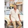 imageCOOFANDY Mens Cuban Guayabera Shirt Short Sleeve Linen Button Down Shirts Casual Summer Beach TopsGreen