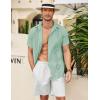 imageCOOFANDY Mens Cuban Guayabera Shirt Short Sleeve Linen Button Down Shirts Casual Summer Beach TopsIce Green