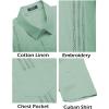 imageCOOFANDY Mens Cuban Guayabera Shirt Short Sleeve Linen Button Down Shirts Casual Summer Beach TopsIce Green