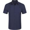 imageCOOFANDY Mens Cuban Guayabera Shirt Short Sleeve Linen Button Down Shirts Casual Summer Beach TopsIndigo