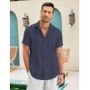 imageCOOFANDY Mens Cuban Guayabera Shirt Short Sleeve Linen Button Down Shirts Casual Summer Beach TopsIndigo