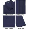 imageCOOFANDY Mens Cuban Guayabera Shirt Short Sleeve Linen Button Down Shirts Casual Summer Beach TopsIndigo