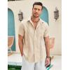 imageCOOFANDY Mens Cuban Guayabera Shirt Short Sleeve Linen Button Down Shirts Casual Summer Beach TopsKhaki
