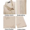 imageCOOFANDY Mens Cuban Guayabera Shirt Short Sleeve Linen Button Down Shirts Casual Summer Beach TopsKhaki