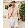 imageCOOFANDY Mens Cuban Guayabera Shirt Short Sleeve Linen Button Down Shirts Casual Summer Beach TopsKhaki