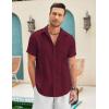 imageCOOFANDY Mens Cuban Guayabera Shirt Short Sleeve Linen Button Down Shirts Casual Summer Beach TopsMaroon