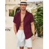 imageCOOFANDY Mens Cuban Guayabera Shirt Short Sleeve Linen Button Down Shirts Casual Summer Beach TopsMaroon