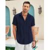 imageCOOFANDY Mens Cuban Guayabera Shirt Short Sleeve Linen Button Down Shirts Casual Summer Beach TopsNavy Blue