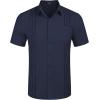 imageCOOFANDY Mens Cuban Guayabera Shirt Short Sleeve Linen Button Down Shirts Casual Summer Beach TopsNavy Blue