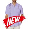 imageCOOFANDY Mens Cuban Guayabera Shirt Short Sleeve Linen Button Down Shirts Casual Summer Beach TopsPurple