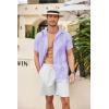 imageCOOFANDY Mens Cuban Guayabera Shirt Short Sleeve Linen Button Down Shirts Casual Summer Beach TopsPurple