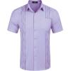 imageCOOFANDY Mens Cuban Guayabera Shirt Short Sleeve Linen Button Down Shirts Casual Summer Beach TopsPurple