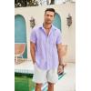 imageCOOFANDY Mens Cuban Guayabera Shirt Short Sleeve Linen Button Down Shirts Casual Summer Beach TopsPurple