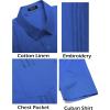 imageCOOFANDY Mens Cuban Guayabera Shirt Short Sleeve Linen Button Down Shirts Casual Summer Beach TopsRoyal Blue