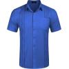 imageCOOFANDY Mens Cuban Guayabera Shirt Short Sleeve Linen Button Down Shirts Casual Summer Beach TopsRoyal Blue