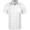 imageCOOFANDY Mens Cuban Guayabera Shirt Short Sleeve Linen Button Down Shirts Casual Summer Beach TopsWhite