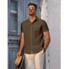 imageCOOFANDY Mens Short Sleeve Button Down Shirt Casual Summer Beach Untucked Vacation Textured Shirts with PocketAcorn