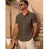 imageCOOFANDY Mens Short Sleeve Button Down Shirt Casual Summer Beach Untucked Vacation Textured Shirts with PocketAcorn