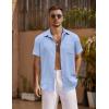 imageCOOFANDY Mens Short Sleeve Button Down Shirt Casual Summer Beach Untucked Vacation Textured Shirts with PocketAngel Falls