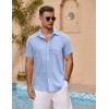 imageCOOFANDY Mens Short Sleeve Button Down Shirt Casual Summer Beach Untucked Vacation Textured Shirts with PocketAngel Falls