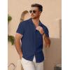 imageCOOFANDY Mens Short Sleeve Button Down Shirt Casual Summer Beach Untucked Vacation Textured Shirts with PocketBlack Iris