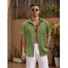 imageCOOFANDY Mens Short Sleeve Button Down Shirt Casual Summer Beach Untucked Vacation Textured Shirts with PocketChive