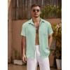 imageCOOFANDY Mens Short Sleeve Button Down Shirt Casual Summer Beach Untucked Vacation Textured Shirts with PocketGossamer Green