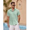 imageCOOFANDY Mens Short Sleeve Button Down Shirt Casual Summer Beach Untucked Vacation Textured Shirts with PocketGossamer Green