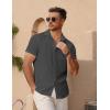 imageCOOFANDY Mens Short Sleeve Button Down Shirt Casual Summer Beach Untucked Vacation Textured Shirts with PocketGranite Gray