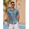 imageCOOFANDY Mens Short Sleeve Button Down Shirt Casual Summer Beach Untucked Vacation Textured Shirts with PocketMidnight