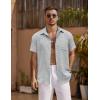 imageCOOFANDY Mens Short Sleeve Button Down Shirt Casual Summer Beach Untucked Vacation Textured Shirts with PocketQuiet Gray
