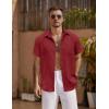 imageCOOFANDY Mens Short Sleeve Button Down Shirt Casual Summer Beach Untucked Vacation Textured Shirts with PocketScarlet Sage