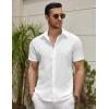 imageCOOFANDY Mens Summer Beach Vacation Shirt Casual Short Sleeve Button Down Shirt for MenAwhite