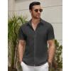 imageCOOFANDY Mens Summer Beach Vacation Shirt Casual Short Sleeve Button Down Shirt for MenBlack
