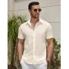 imageCOOFANDY Mens Summer Beach Vacation Shirt Casual Short Sleeve Button Down Shirt for MenCream