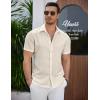 imageCOOFANDY Mens Summer Beach Vacation Shirt Casual Short Sleeve Button Down Shirt for MenCream
