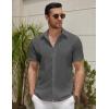 imageCOOFANDY Mens Summer Beach Vacation Shirt Casual Short Sleeve Button Down Shirt for MenDark Grey