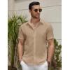 imageCOOFANDY Mens Summer Beach Vacation Shirt Casual Short Sleeve Button Down Shirt for MenDark Khaki