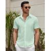 imageCOOFANDY Mens Summer Beach Vacation Shirt Casual Short Sleeve Button Down Shirt for MenIce Green