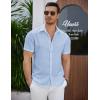 imageCOOFANDY Mens Summer Beach Vacation Shirt Casual Short Sleeve Button Down Shirt for MenLight Blue