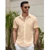 imageCOOFANDY Mens Summer Beach Vacation Shirt Casual Short Sleeve Button Down Shirt for MenLight Khaki