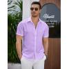 imageCOOFANDY Mens Summer Beach Vacation Shirt Casual Short Sleeve Button Down Shirt for MenLight Purple